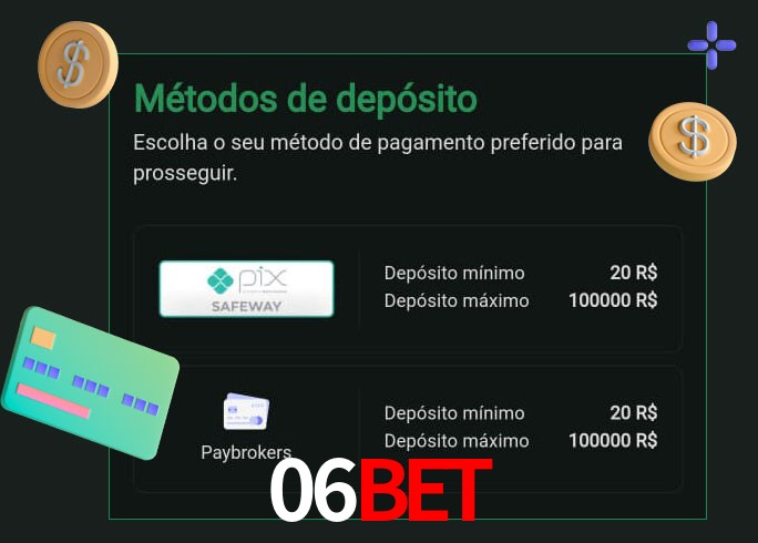 O cassino 06Bet oferece uma grande variedade de métodos de pagamento